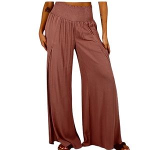 Rewash Wide Leg Palazzo Pants in Dusty Rose